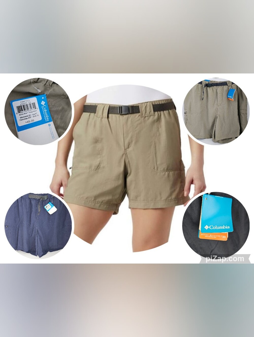 NWT! Belted Columbia Sandy River Cargo Shorts 2X Womens NWT Blue Or Khaki
